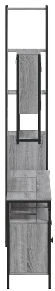 4 pcs Conjunto móveis casa de banho madeira proc. cinza sonoma