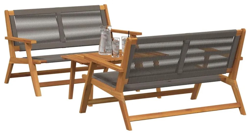 Cadeiras de Jardim com Mesa Conjunto 3 peças Cinza Madeira Sólida de A