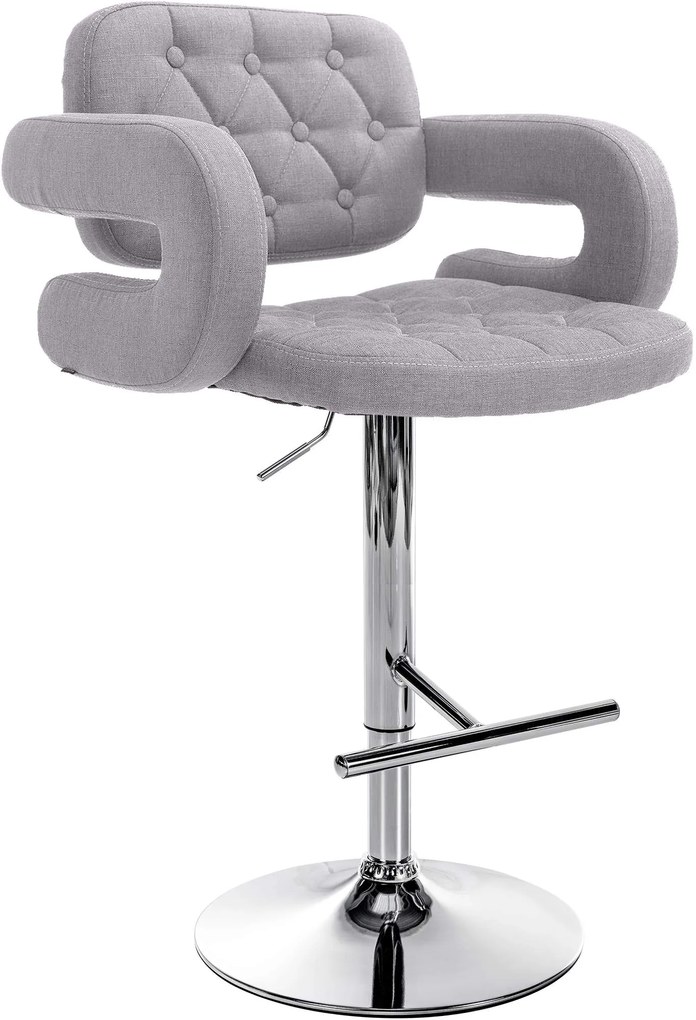 Banco de bar Dublin STOFF C regulável altura 103 - 123 x 63 x 55 cm com revestimento em tecido cinzento