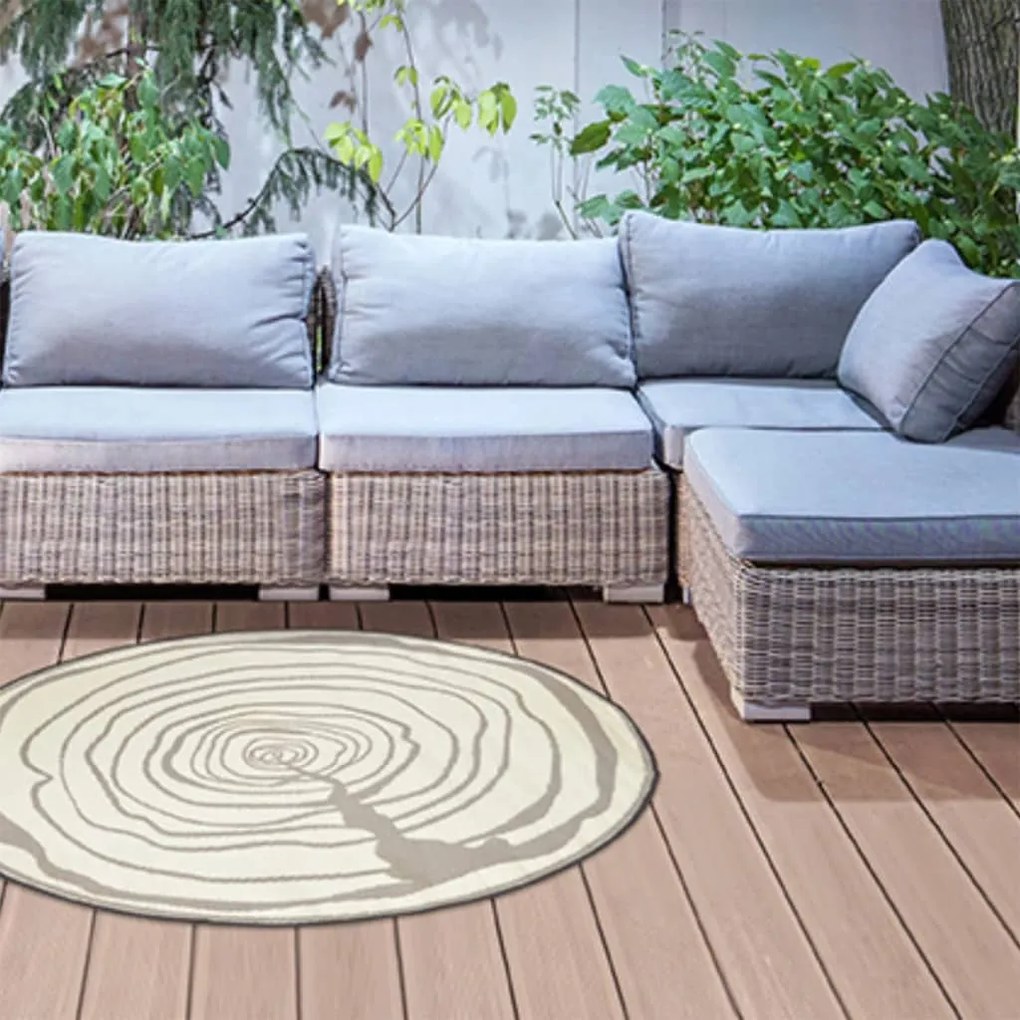 433910 Esschert Design Tapete de exterior 170 cm de diâmetro anéis a crescer