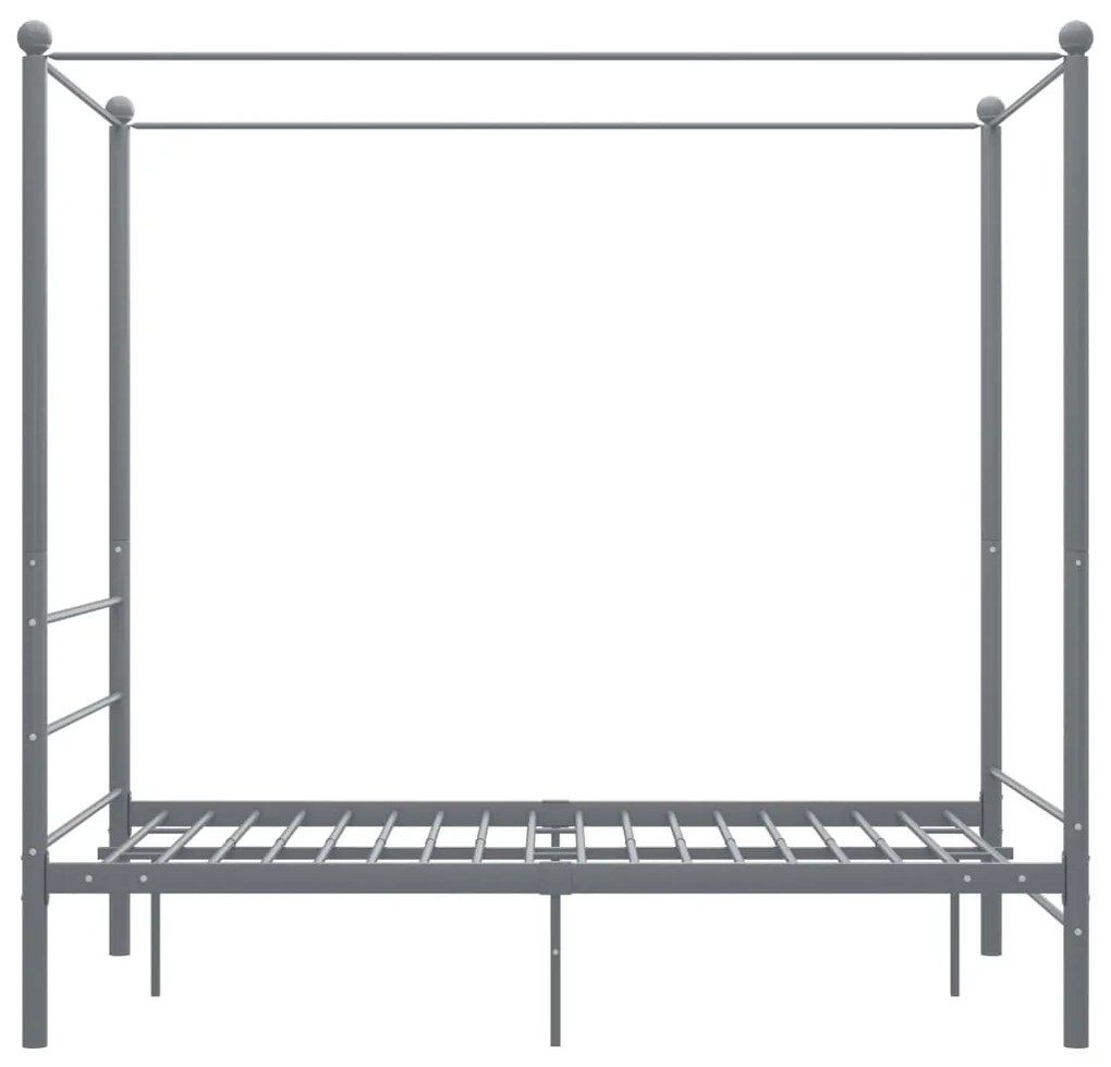 Estrutura de cama com dossel 120x200 cm metal cinzento