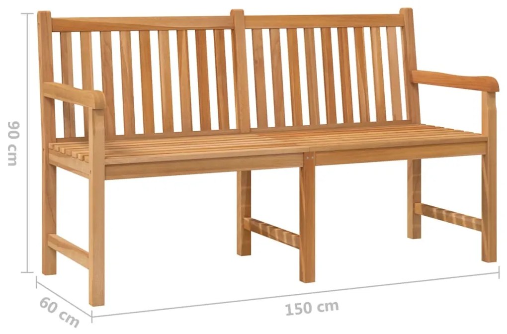 Banco de jardim 150 cm madeira de teca maciça