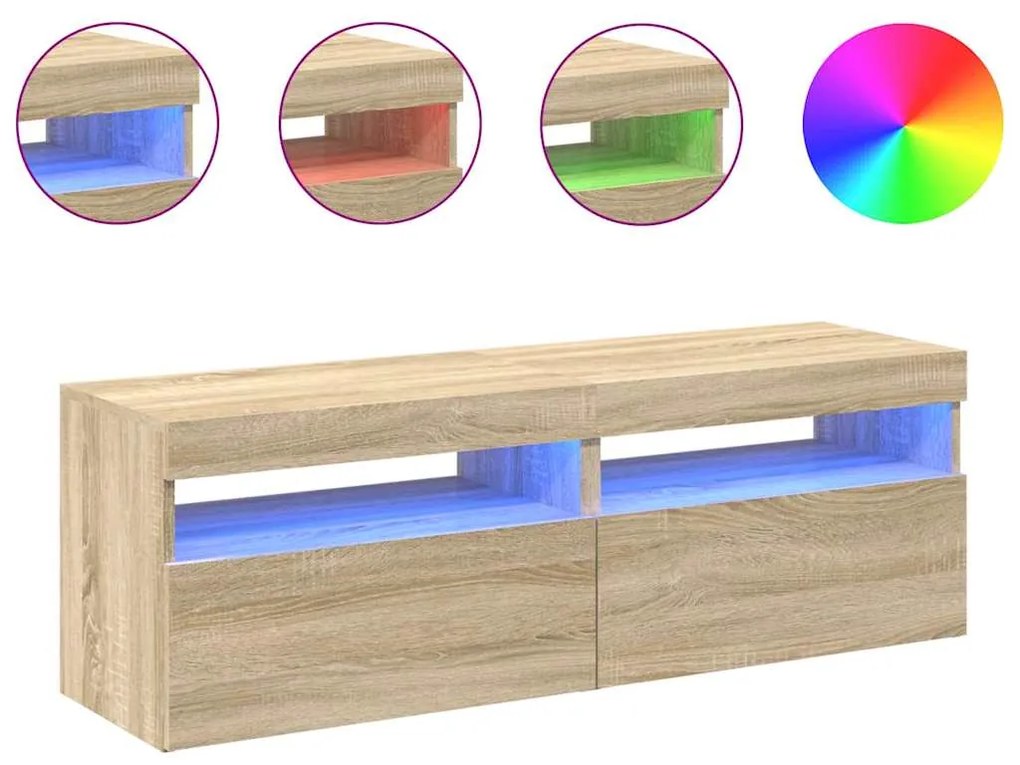 Móveis de TV com luzes LED 2 pcs 60x35x40 cm carvalho sonoma