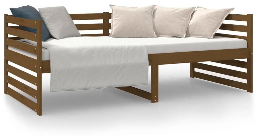 Sofá-cama 90x190 cm madeira de pinho maciça castanho mel