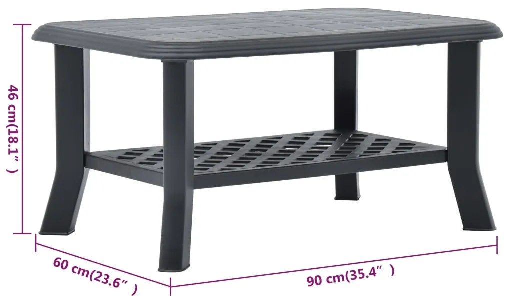 Mesa de centro 90x60x46 cm plástico antracite