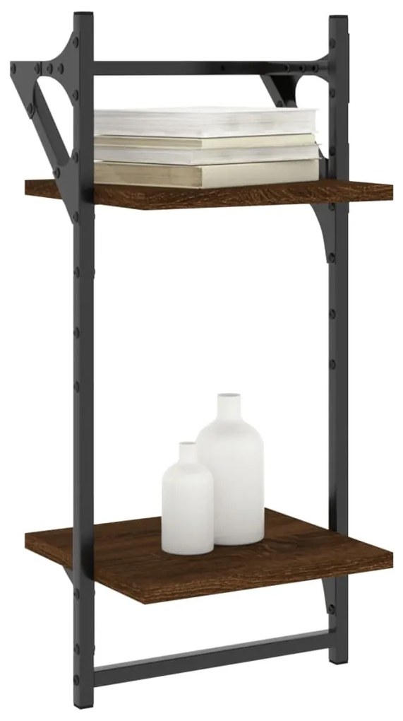 Estante 2 prat. c/ barras 2 pcs 30x25x65 cm carvalho castanho