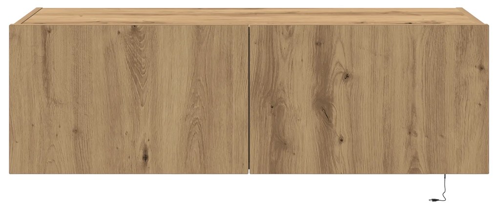 Armário de TV vidaXL com luzes LED Carvalho Artesanal 100x35x31 cm