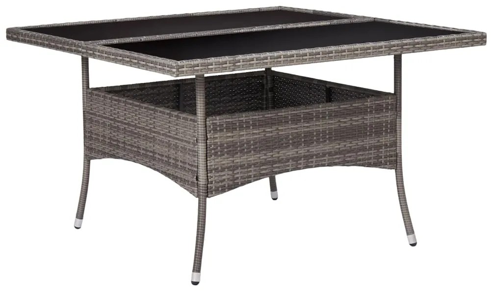 vidaXL Mesa de jantar para exterior vime PE e vidro cinzento