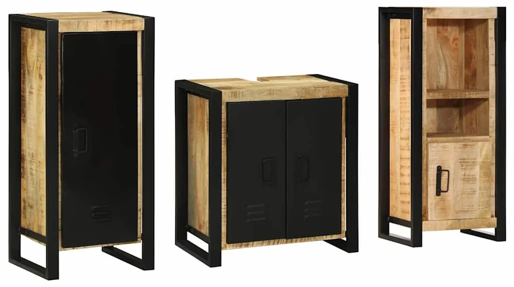vidaXL Conjunto de Móveis para Banheiro 3 pcs Madeira de manga maciça