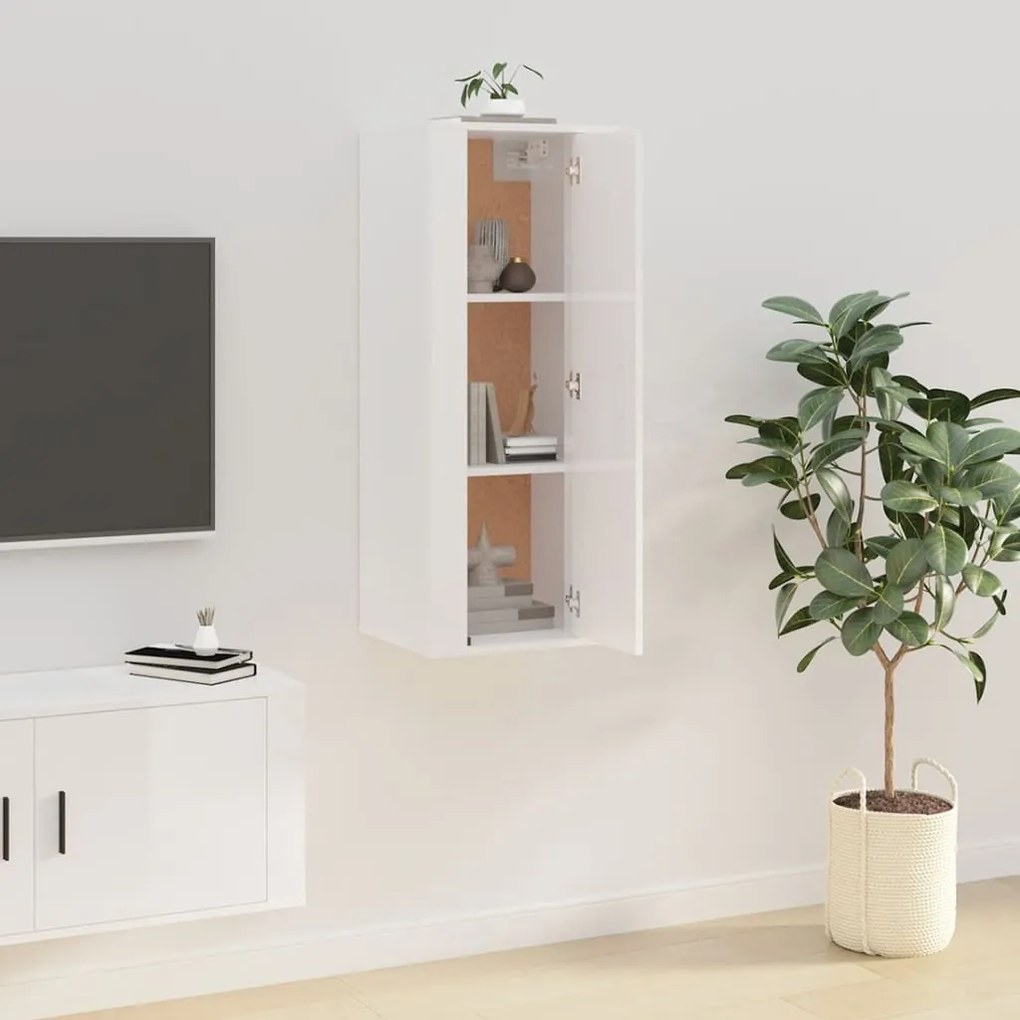 Móvel de TV de parede 40x34,5x100 cm branco brilhante