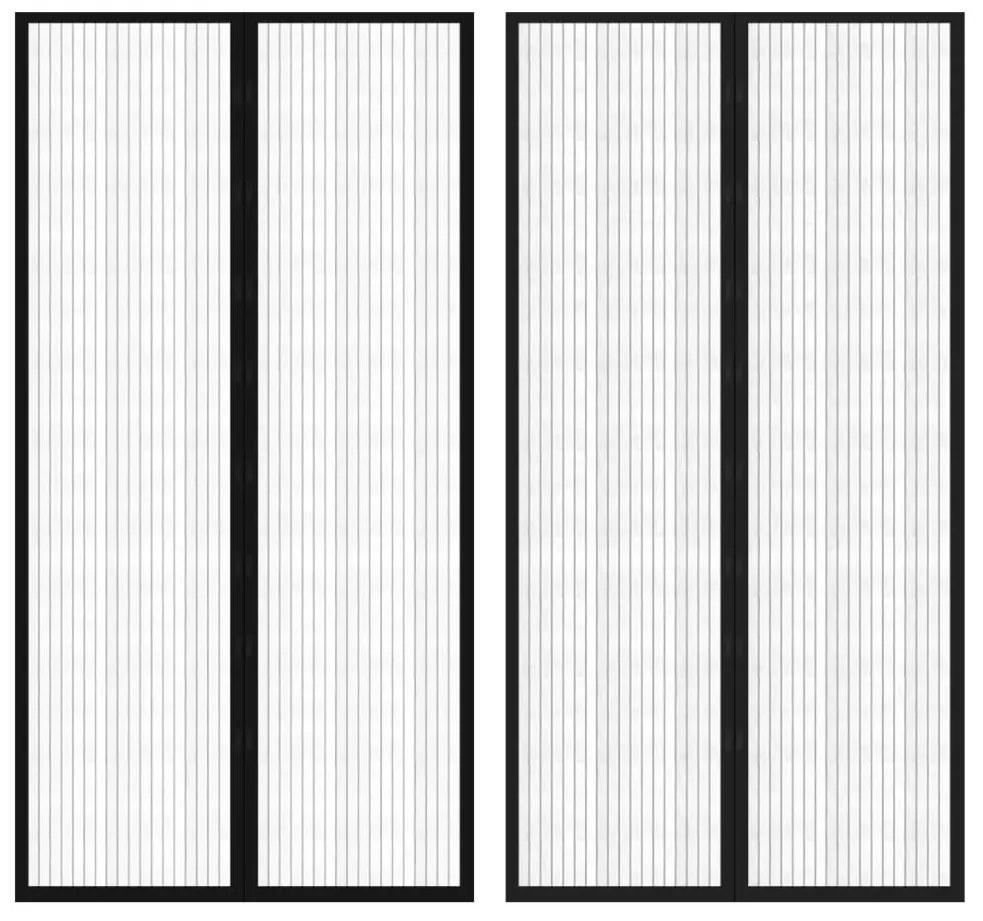 vidaXL Cortina de porta anti-insetos magnética 210x100cm 2 pcs preto