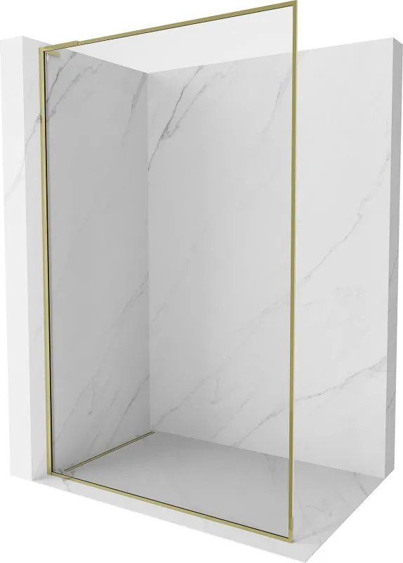 Mexen Kioto-F L Parede de chuveiro Walk-in com moldura 85 x 202 cm, transparente 8 mm, dourada - 800-085-174-50-00