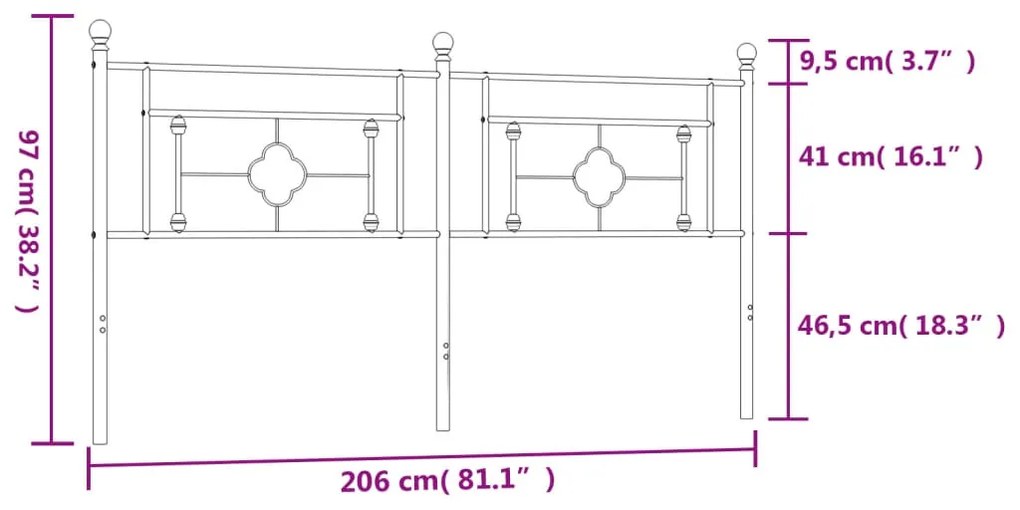 Cabeceira de cama 200 cm metal preto