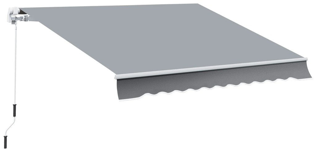 Outsunny Toldo Retrátil 395x245 cm Toldo Exterior Terraço Manivela Ângulo Ajustável Alumínio e Poliéster 280 g/㎡ Proteção UV Cinza | Aosom Portugal