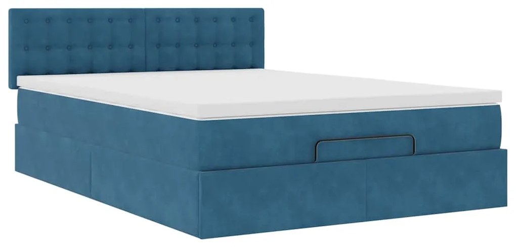 Estrutura de cama otomana com colchão 140x190cm azul escuro
