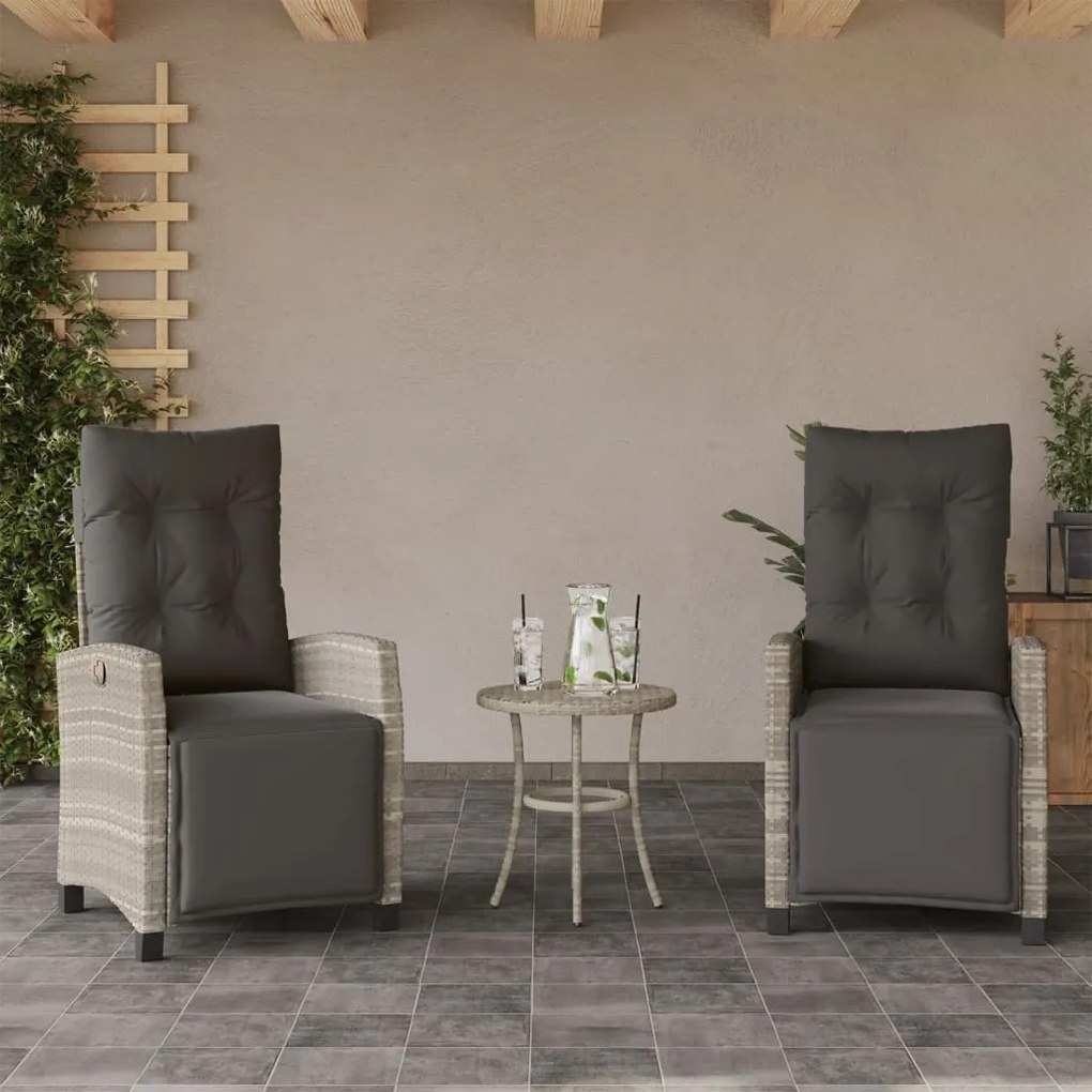 Cadeiras jardim reclináveis 2 pcs c/ apoio de pés cinza claro