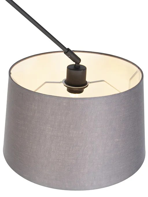Candeeiro de suspensão preto com abajur em linho cinzento escuro 35 cm - Blitz Country / Rústico,Moderno