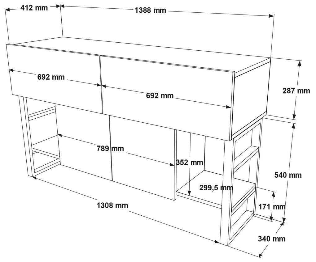 Console ML25 – Atlantic Pine – 138,8x83,6x43,3 cm