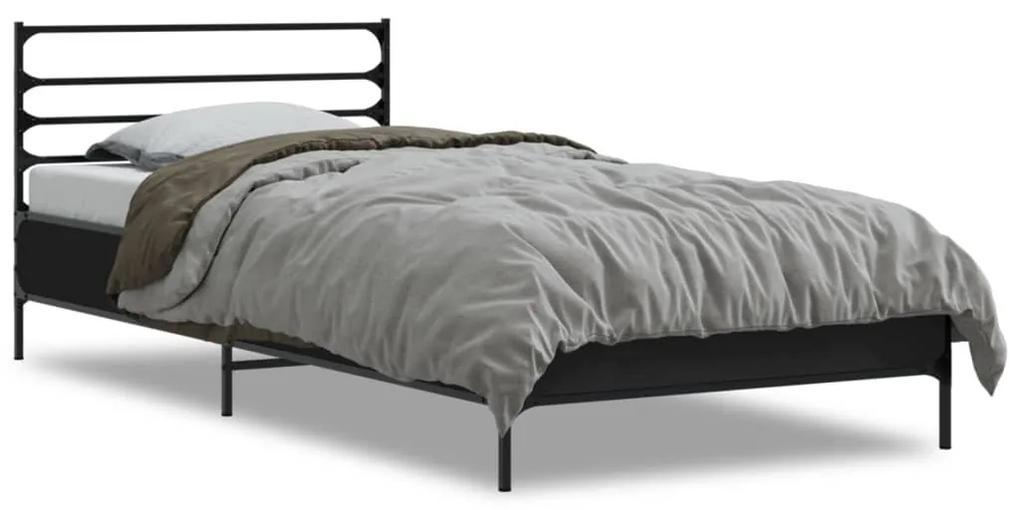 Estrutura de cama 90x190 cm derivados de madeira e metal preto