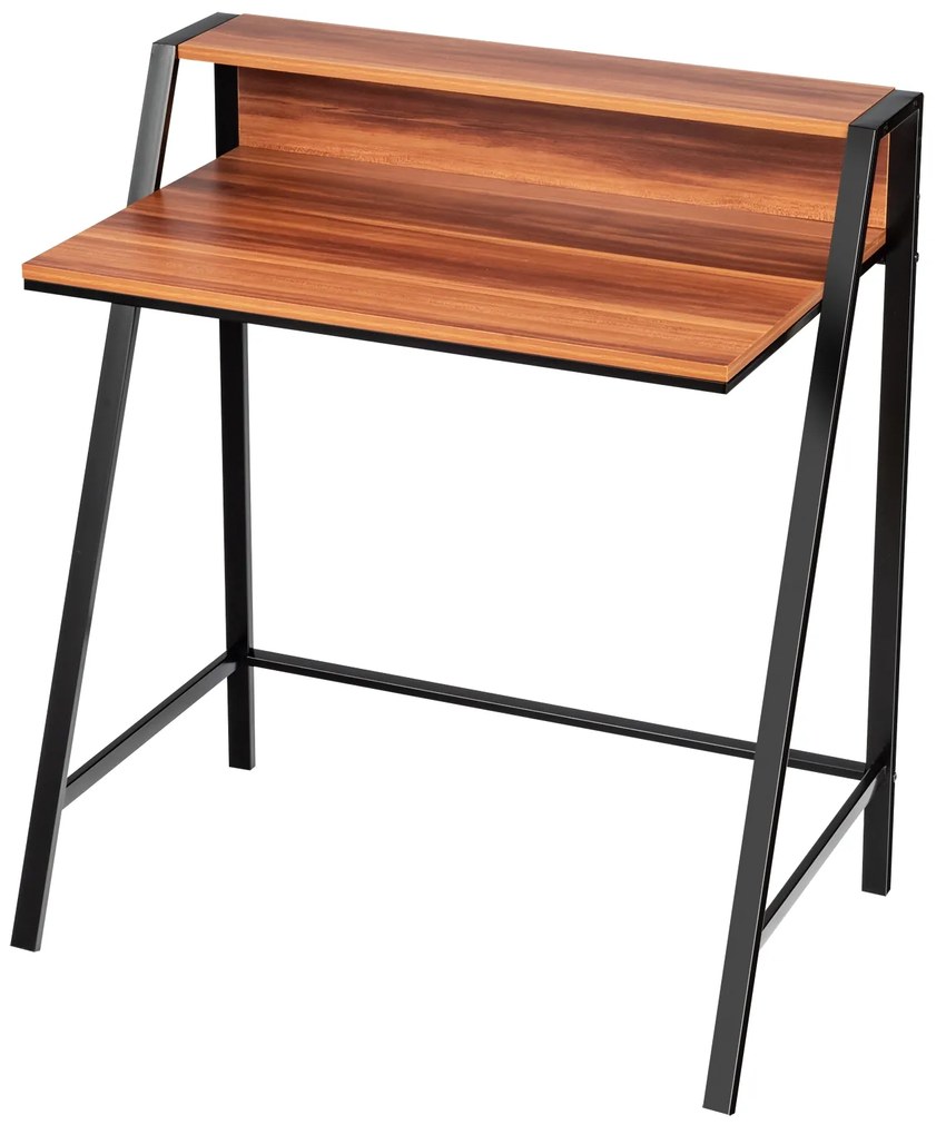 Secretária para computador com 2 níveis para PC Portátil e Notebook para Pequenos Espaços 80 x 50,5 x 90,5 cm