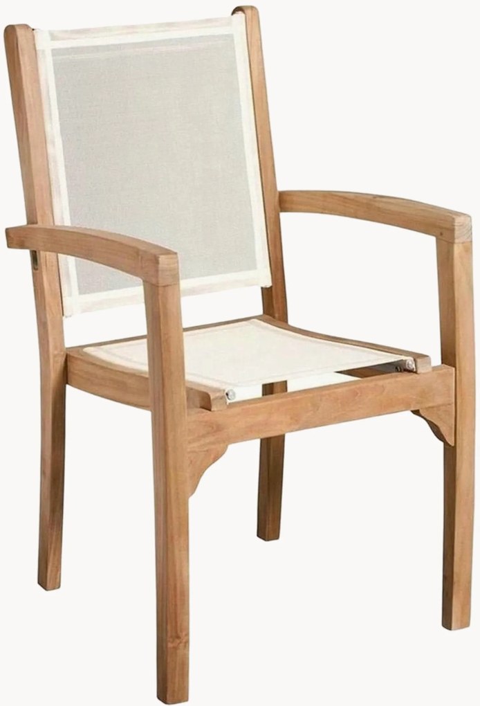 Cadeiras de jantar de jardim em madeira de teca com braços Fun, conjunto de 2