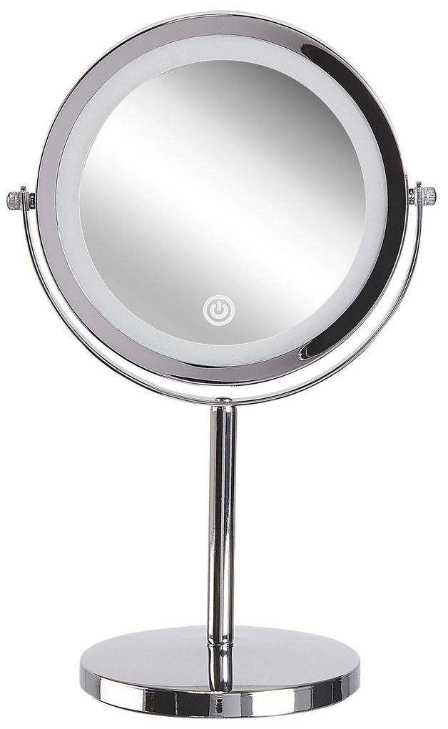 Espelho de maquilhagem LED prateado ø 20 cm VERDUN Beliani