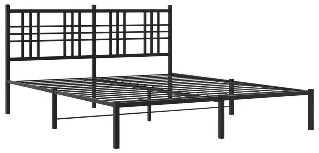 Estrutura de cama em metal com cabeceira 150x200 cm preto