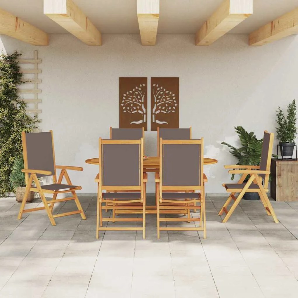Conjunto de Jantar de Jardim Manual 7 pcs Antracite 6-Pessoas