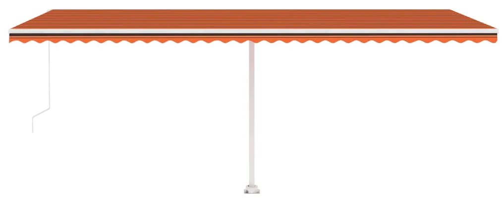 Toldo retrátil manual com LED 600x300 cm laranja e castanho