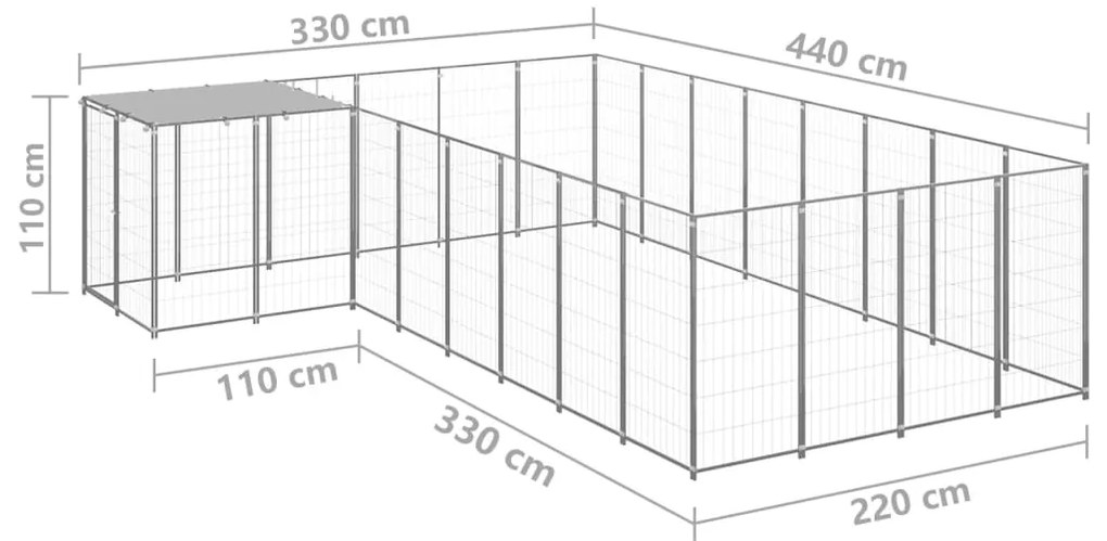 Canil 10,89 m² aço prateado