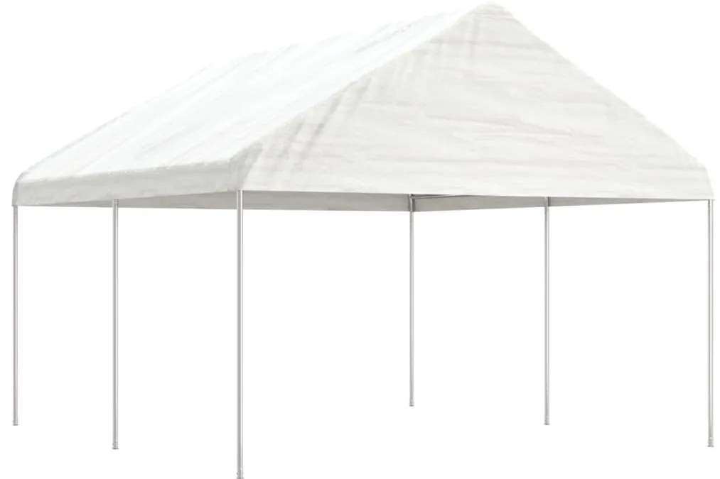 Gazebo com telhado 4,46x4,08x3,22 m polietileno branco
