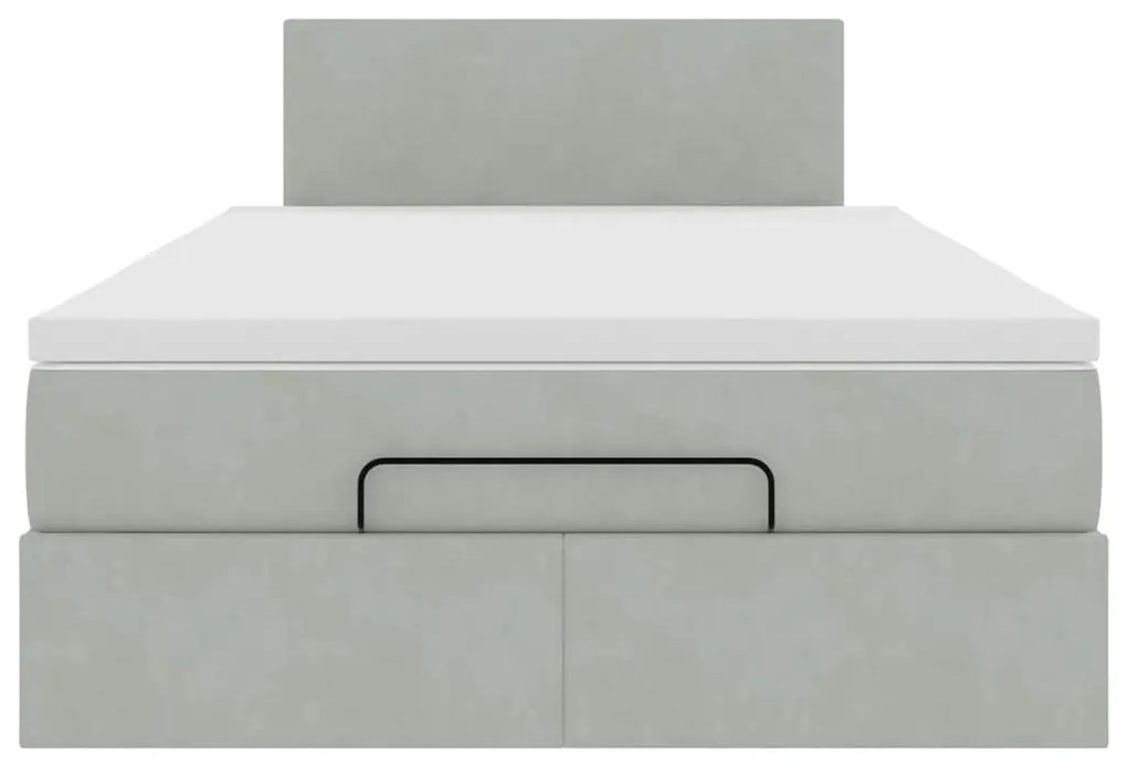 Cama otomana com colchão cinza claro 120x190 cm Veludo
