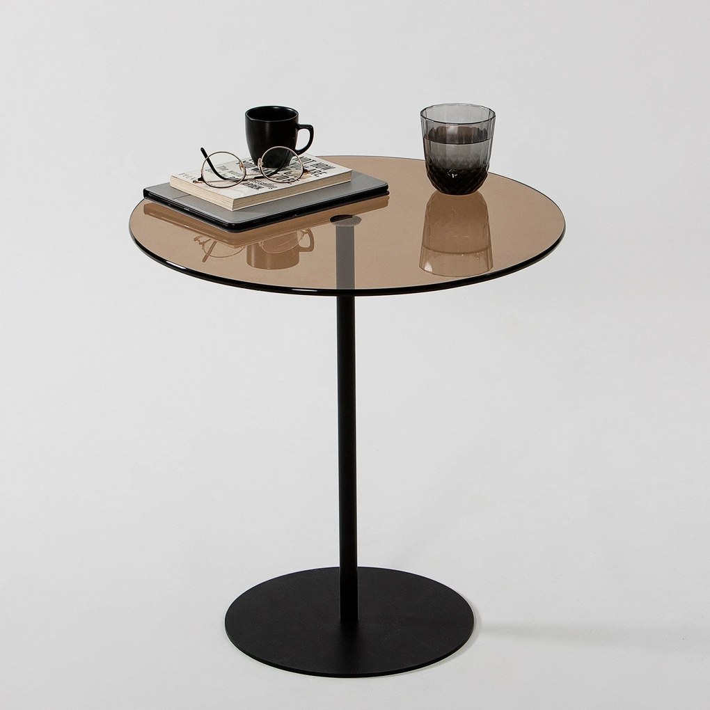 Mesa Lateral Chill-Out – Preto e Bronze – 50 cm x 50 cm x 50 cm