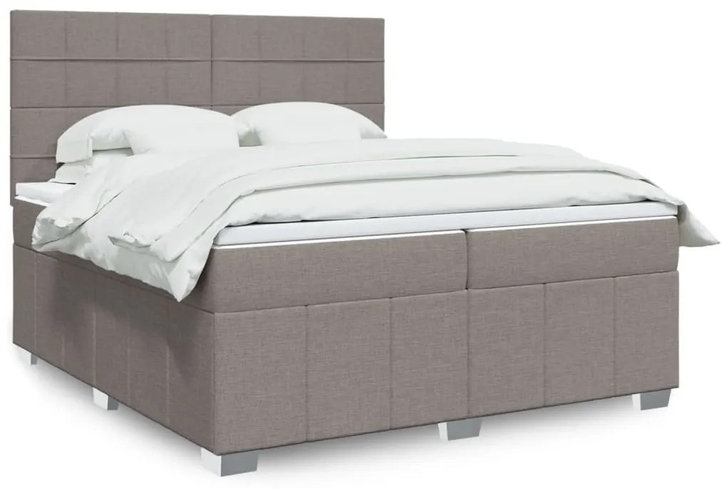 vidaXL Cama com molas/colchão 200x200 cm tecido castanho-acinzentado
