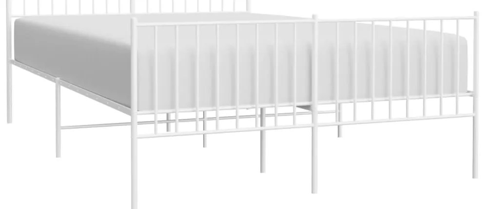 Estrutura de cama com cabeceira e pés 140x200 cm metal branco