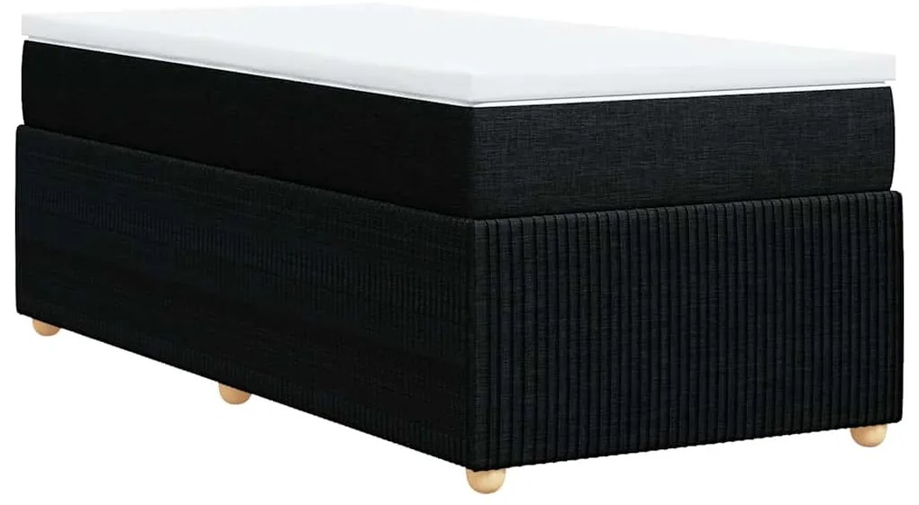 Cama com molas/colchão 90x190 cm tecido preto
