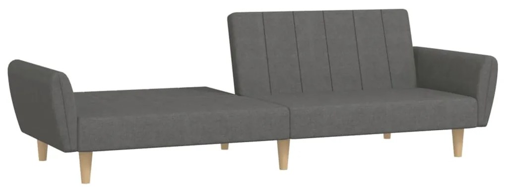Sofá-cama de 2 lugares tecido cinzento-claro