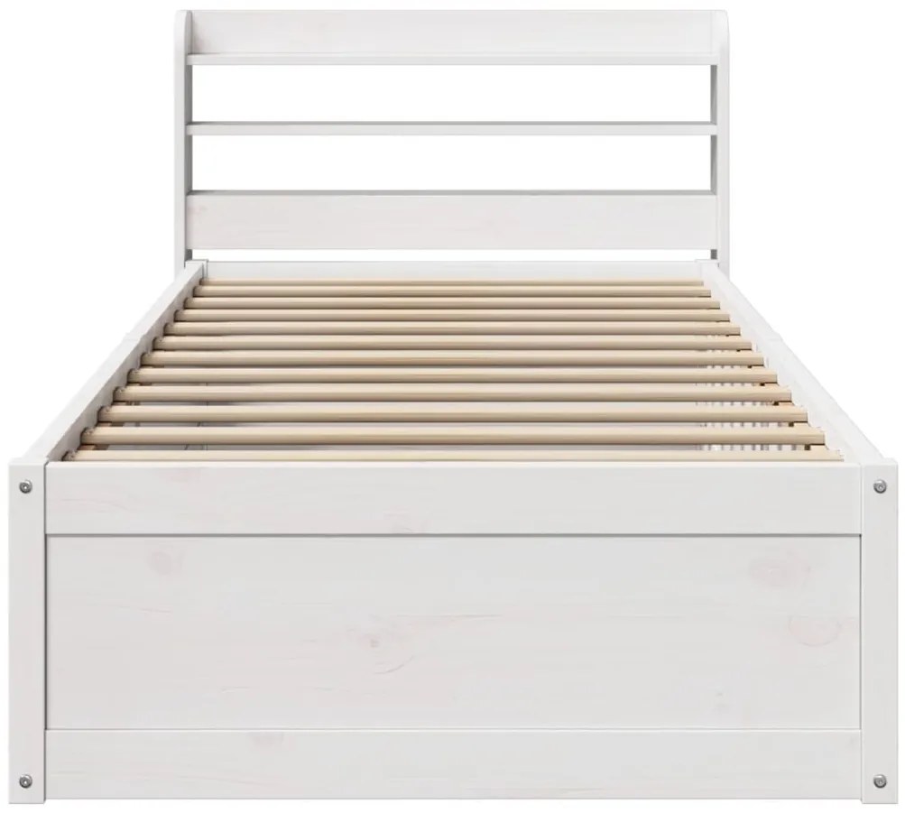 Estrutura de cama com cabeceira 90x190 cm pinho maciço branco