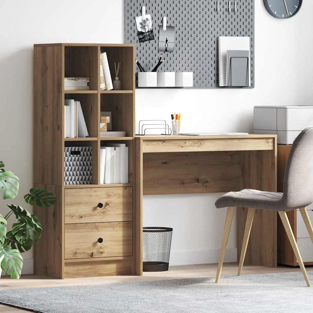 vidaXL Mesa com Armazenamento com gaveta 2 pcs carvalho artisiano