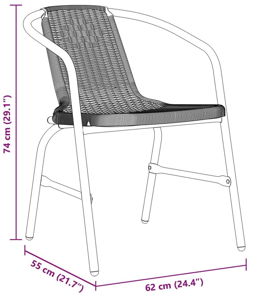 Conjunto de Jantar de Jardim 5 Peças Preto Poli Rattan