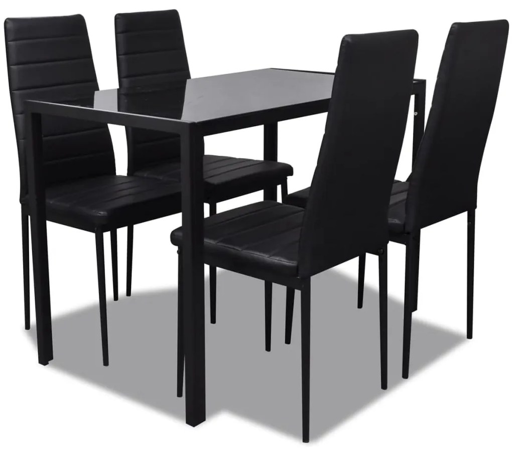 vidaXL Conjunto de jantar 5 pcs couro artificial preto