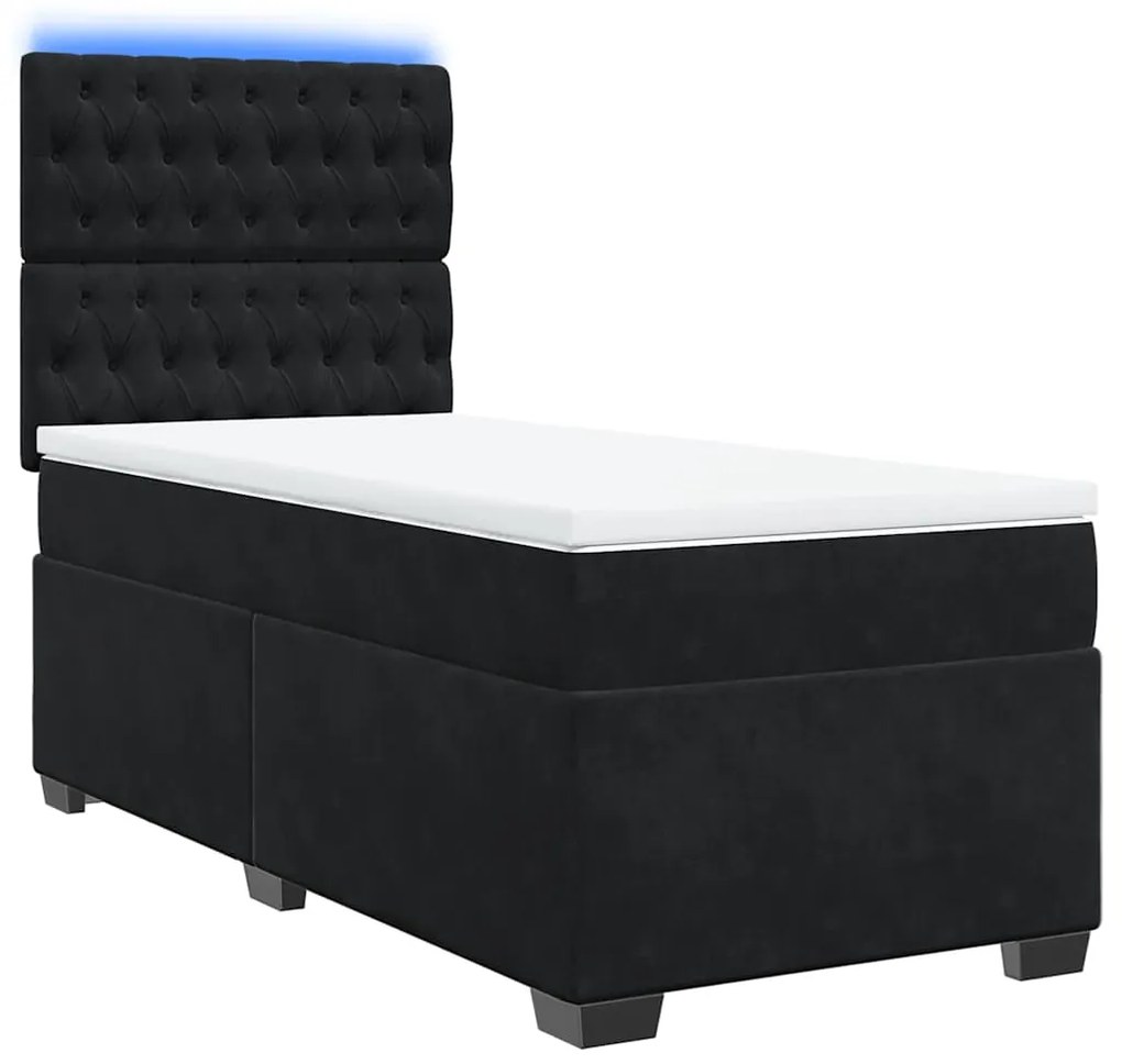 Cama com molas/colchão 90x190 cm veludo preto