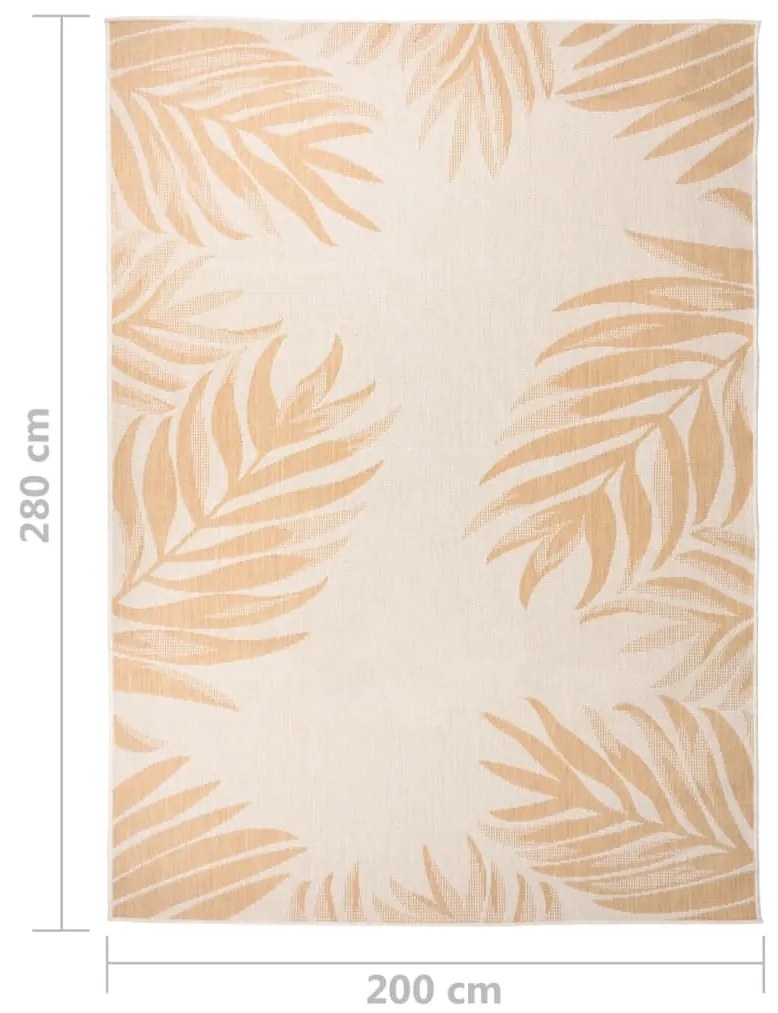 Tapete de tecido plano para exterior 200x280 cm padrão folhas