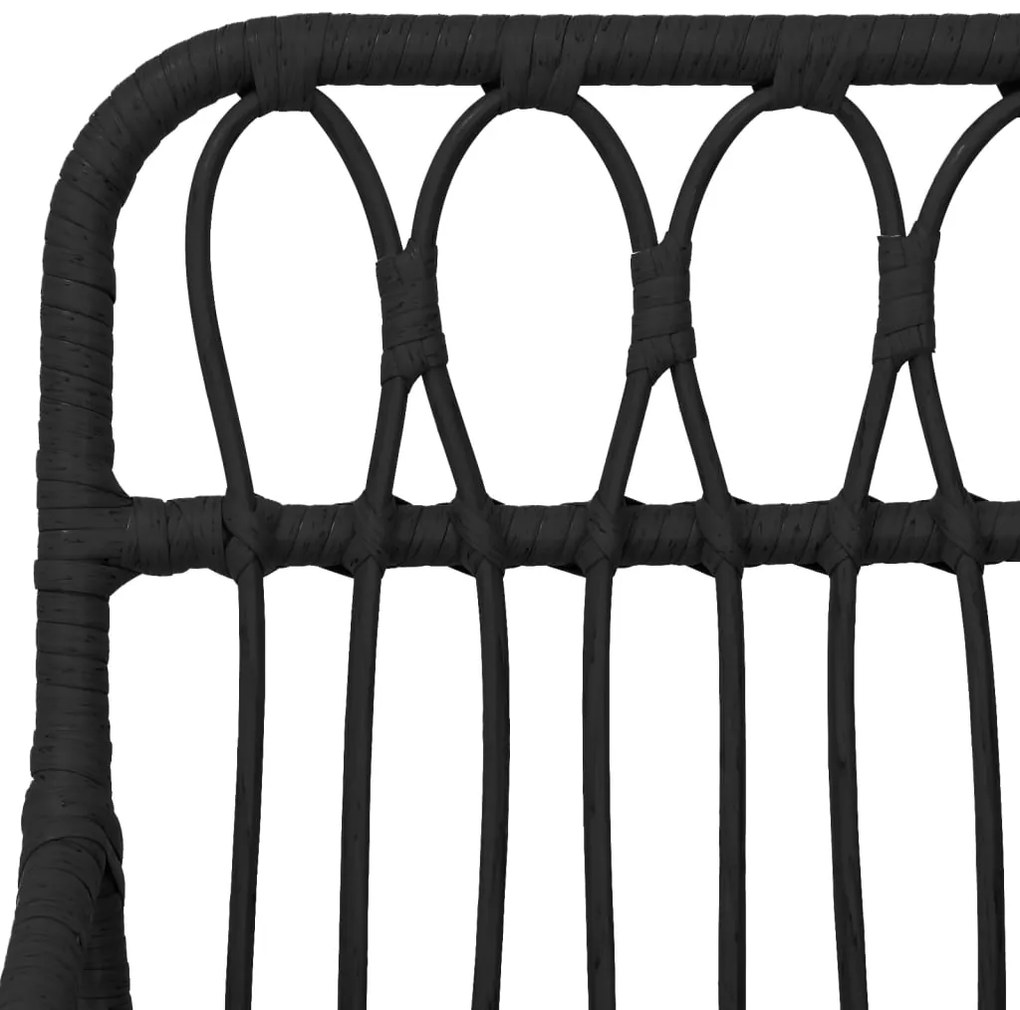 3 pcs conjunto de jantar para jardim vime PE preto