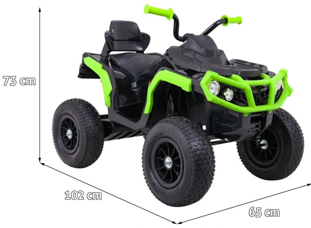 Moto 4 elétrica para crianças 12V ATV AIR, Rodas de AR, assento couro ecológico Verde/Preta