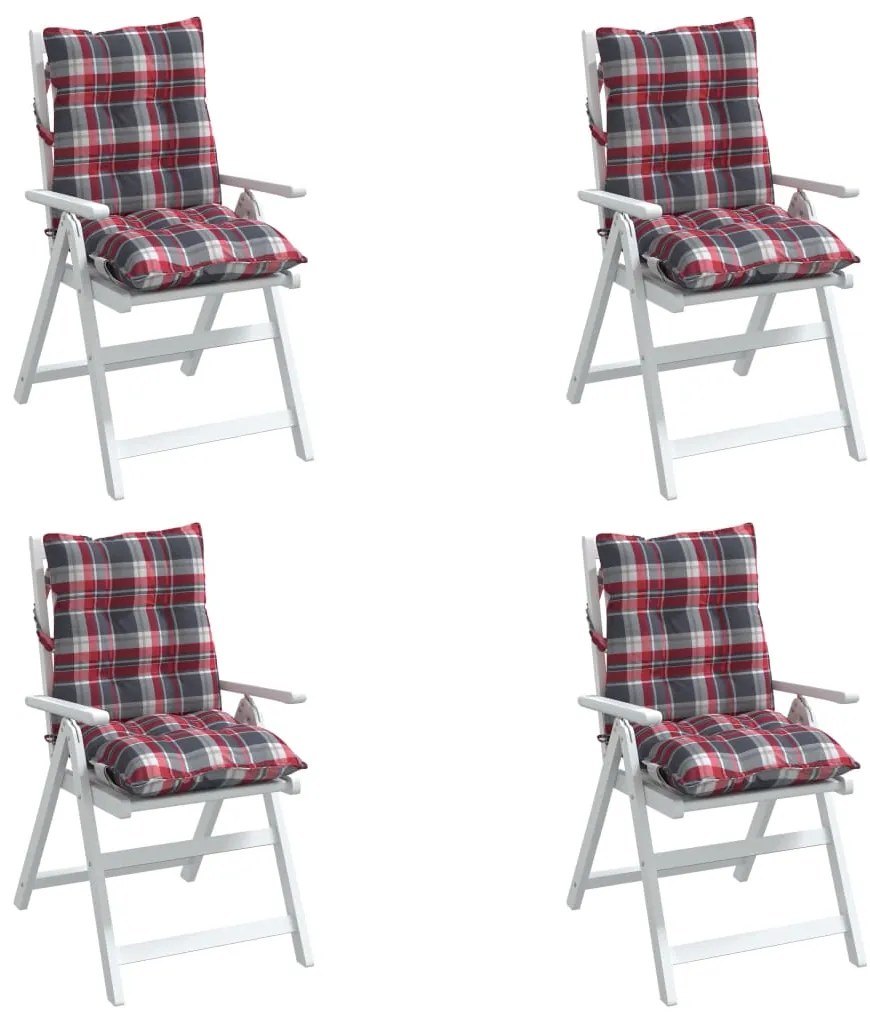 Almofadões cadeira encosto baixo 4 pcs oxford xadrez vermelho