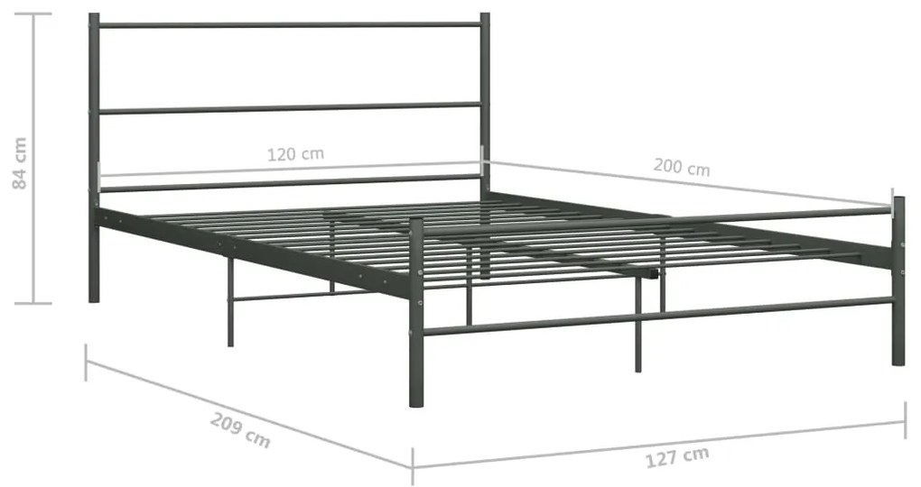 Estrutura de cama 120x200 cm metal cinzento