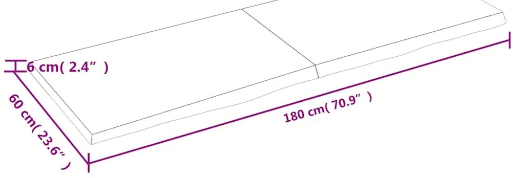 Prateleira de parede 180x60x(2-6)cm carvalho maciço não tratado