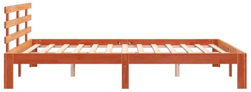Cama sem colchão 160x200 cm madeira pinho maciço castanho-mel
