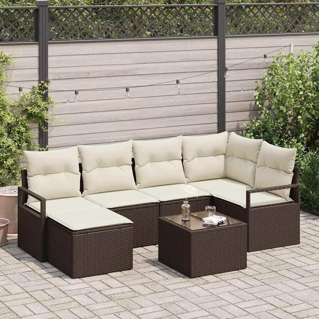 Conjunto de Sofá de 6 Peças com Almofadas Cinza em Rattan Sintético